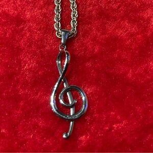 2/$12 Chic Silver Tone Treble Clef Pendant Necklace